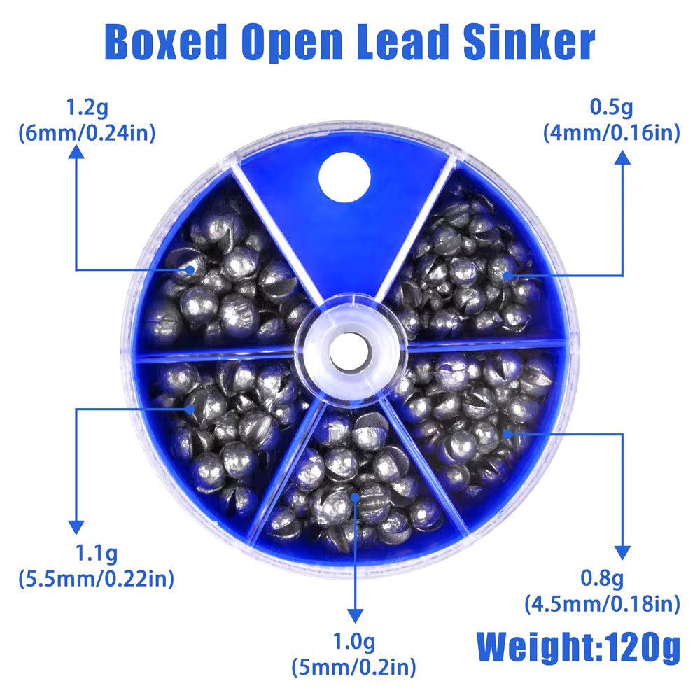 120Gram/Box round Split Shot Fishing Weights Removable Fishing Sinkers Fishing Jig Rig Accessories Equipment